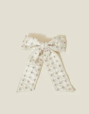Pearl Diamante Bow Hair Clip