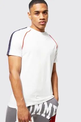 Raglan T-shirt With Tape & Piping Detail | boohooMAN UK