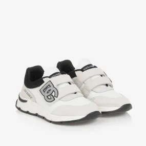 White Mesh & Suede DG Velcro Trainers